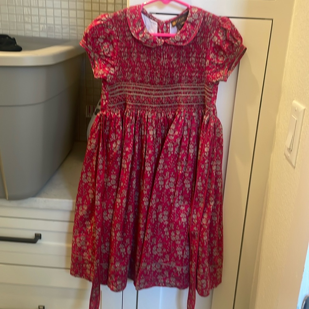 Beautiful liberty fabric smocked dress. Lined.